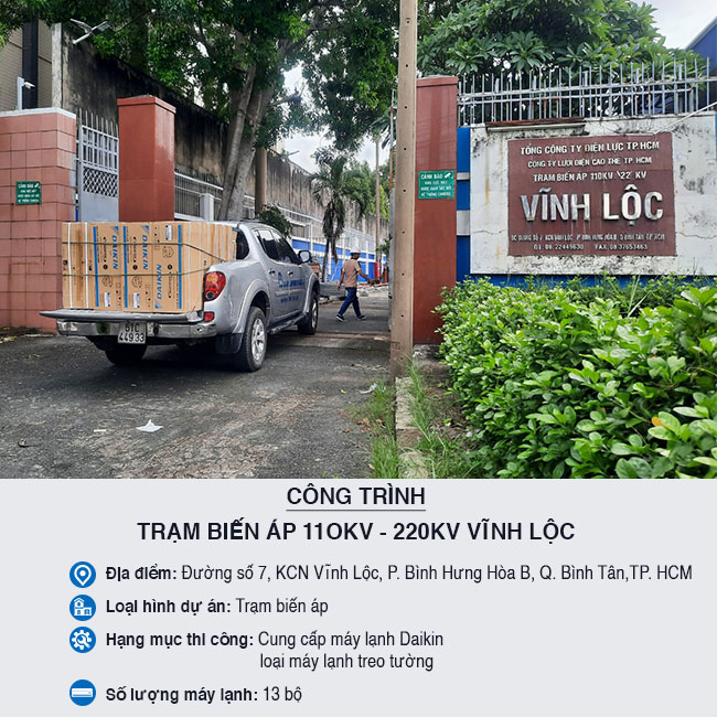 Cung cấp máy lạnh Daikin - Trạm biến áp 110KV - 220KV Vĩnh Lộc, Quận Bình Tân