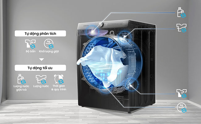 Máy giặt Samsung Inverter 10 kg WW10TP44DSB/SV - Công nghệ giặt cảm biến thông minh AI Wash