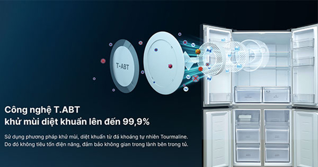 Tủ lạnh Aqua Inverter 456 lít AQR-M525XA(FB) - Công nghệ T.ABT khử mùi và diệt khuẩn